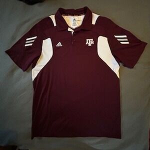 Adidas Texas A&M Aggies Polo Shirt Maroon Gameday  NCAA Climalite Scorch‎ Large